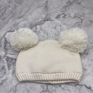 Carter's Cozy Knit Pom-Pom Hat for Kids - White Size 0-3months. Minor Stain